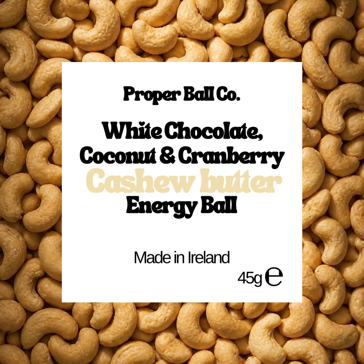 White Chocolate, Coconut & Cranberry Cashew Butter Energy Ball - 14x Box